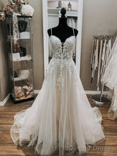 V Neck White Lace Wedding Dresses, V Neck White Lace Formal Prom Dresses